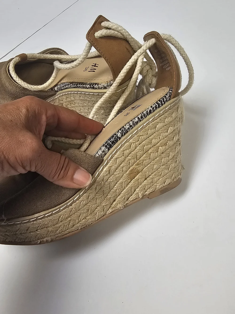 H&M Brown Suede Lace-Up Espadrille Flats